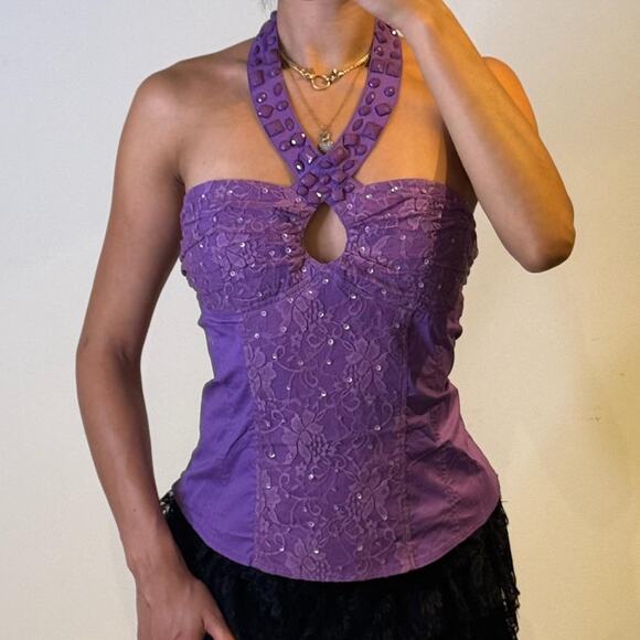 Purple Sequined Corset S - Picture 1 of 5